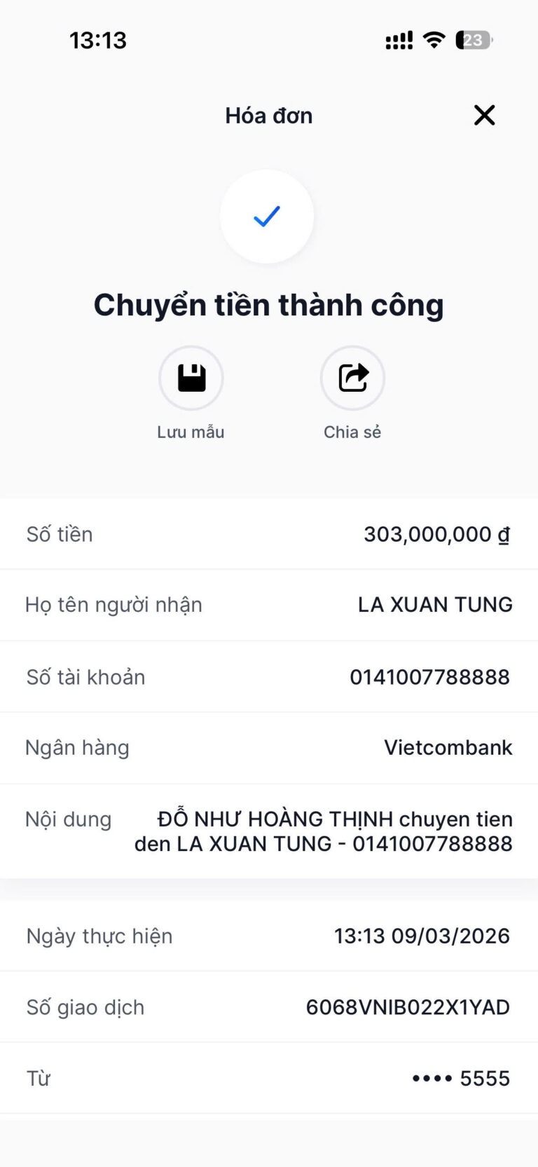 Giao dịch thành công – 13