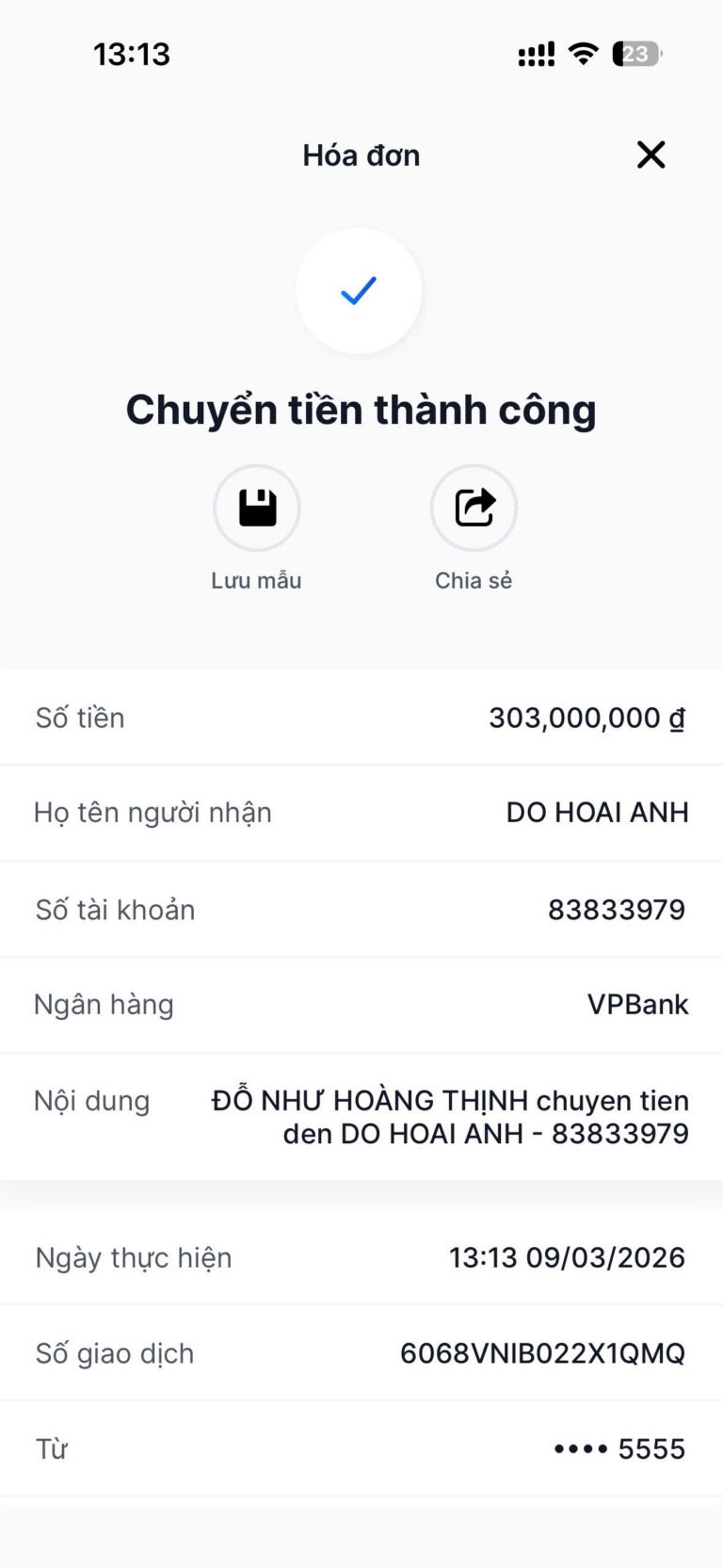 Giao dịch thành công – 15