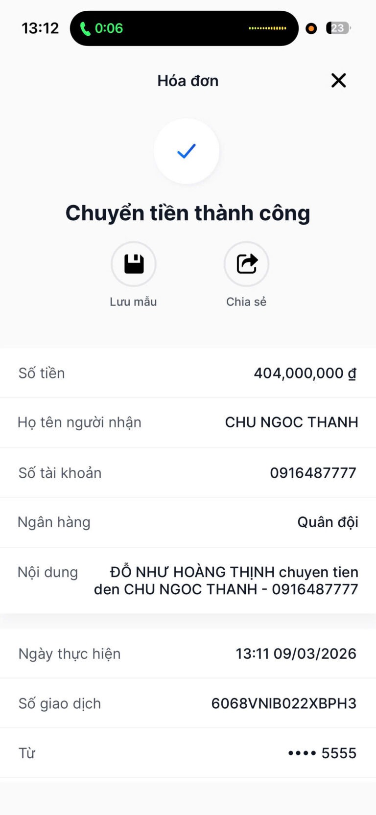 Giao dịch thành công – 16