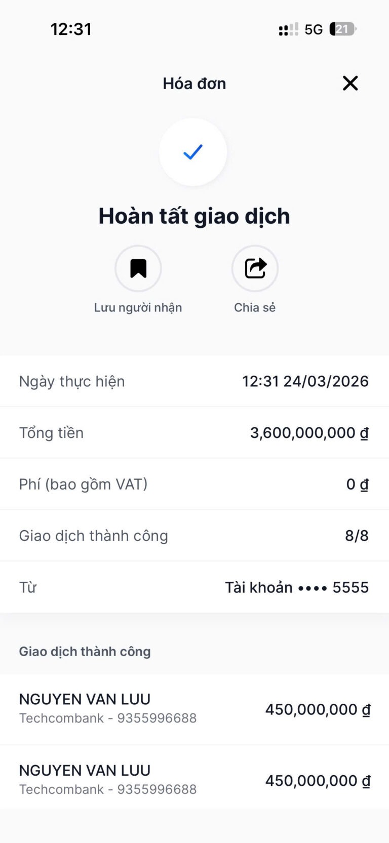 Giao dịch thành công – 18